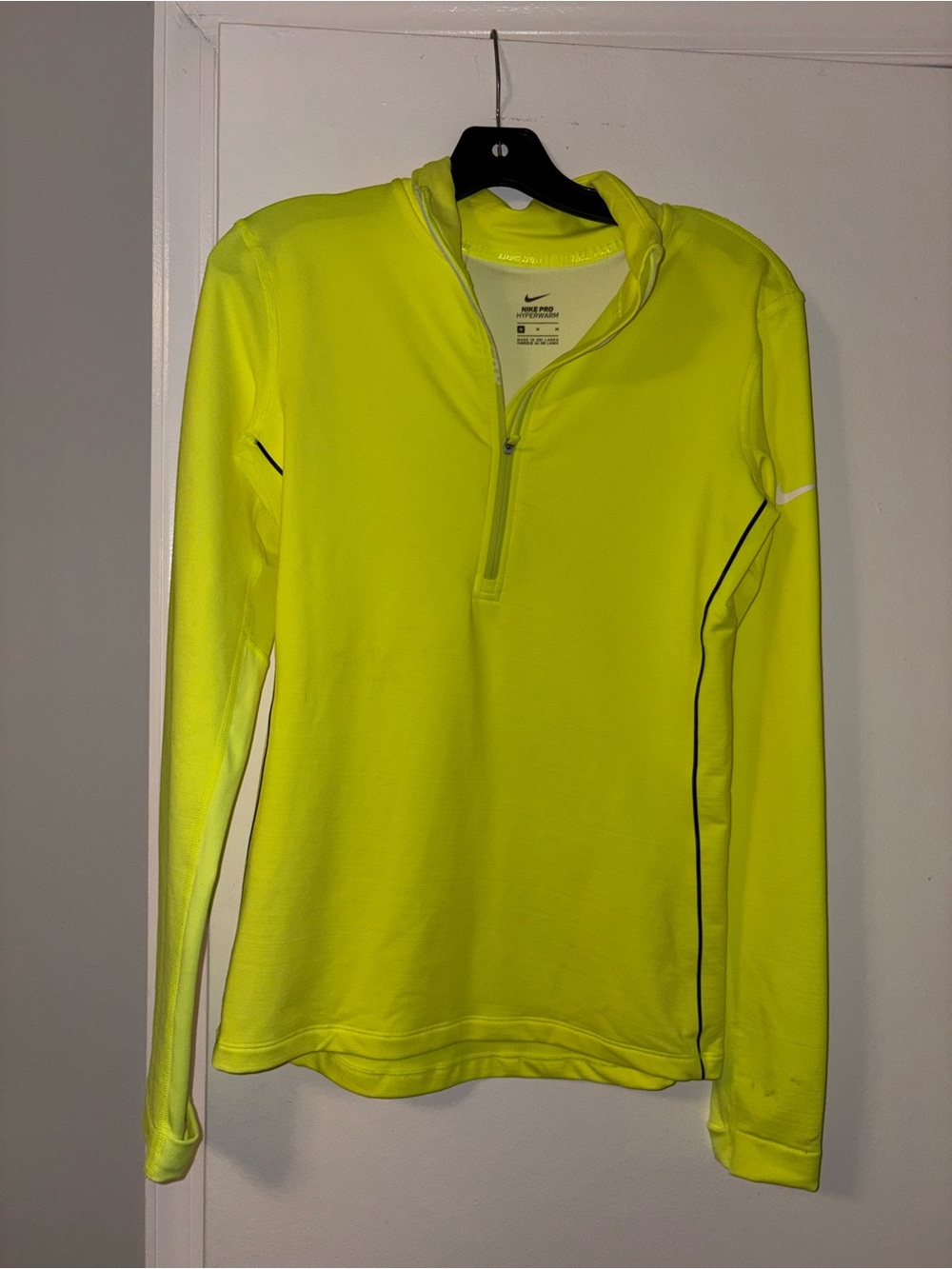 Nike Women’s HyperWarm Neon Yellow Half-Zip Performance Top